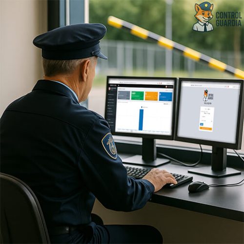 controlguardiaescritorio Guardia trabajando tecnoavance